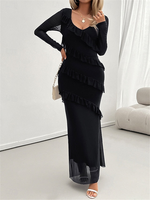 Women's Casual Dress Maxi Dress Ruffle Vacation Date