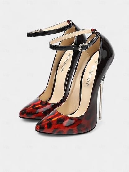 Red Leopard Sexy Print Women's Patent – Pumps Stiletto