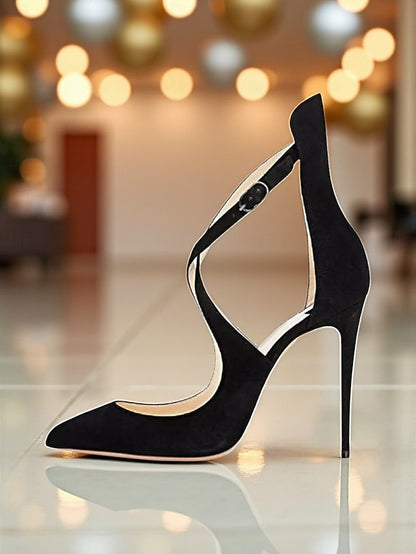 - Stiletto Heels Leather Strappy Purple Women's Patent