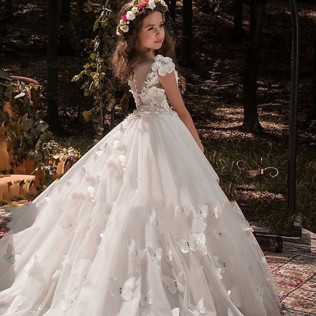 Solid Flower Girls' Kids Girl First Dress Communion