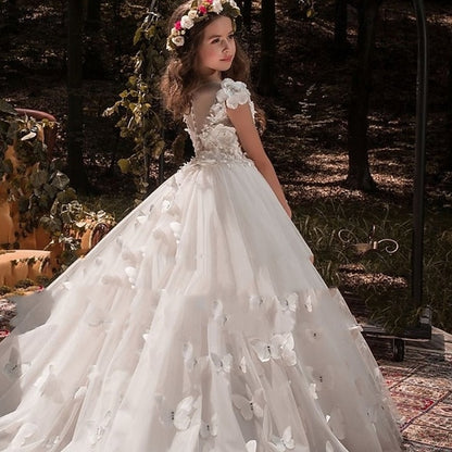 Solid Flower Girls' Kids Girl First Dress Communion