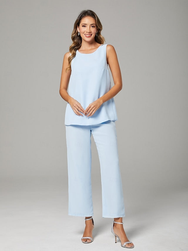 Jumpsuit Pantsuit Floor Length Mother of the Bride Dress