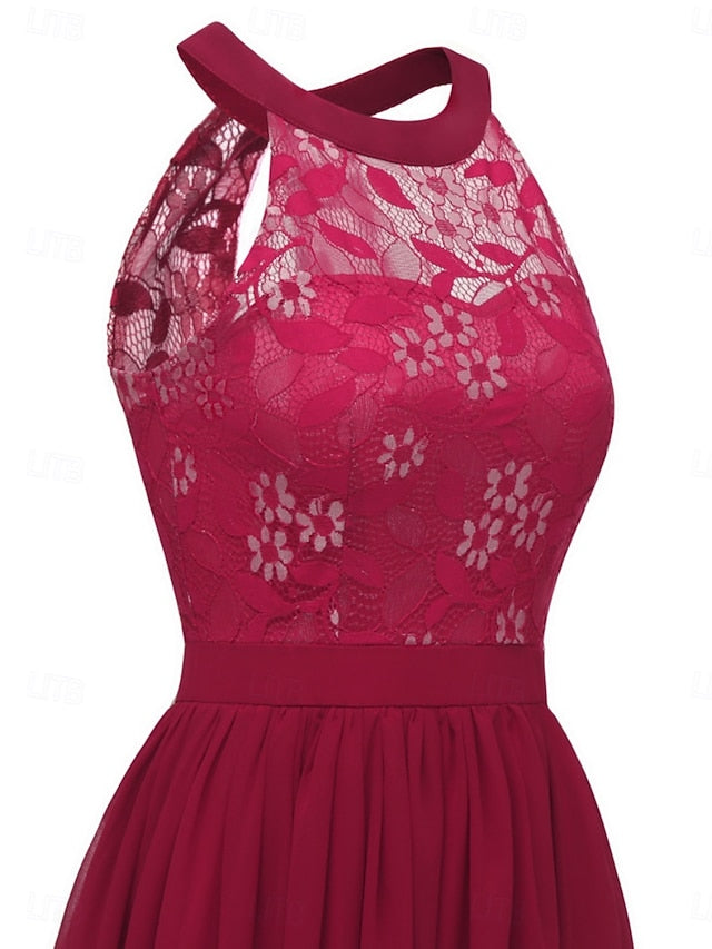 Women's Midi Dress Lace Dress Cocktail Dress Wedding Guest