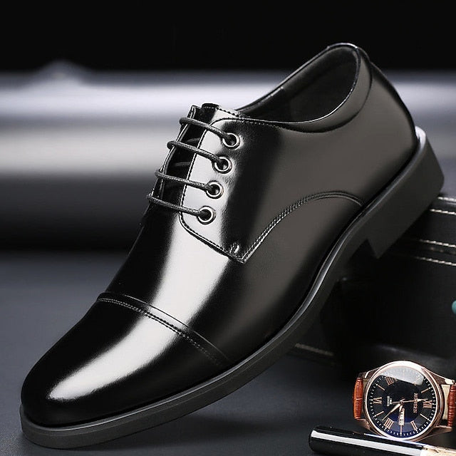 Dress Patent Lace-Up Black Shoes Leather Oxford with Men's