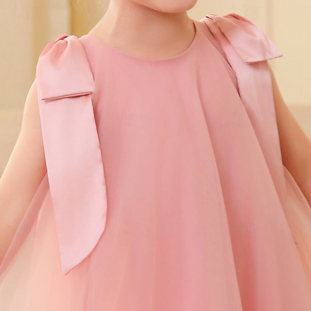 Color Dress Sleeveless Party Kids Girls' Floral Solid