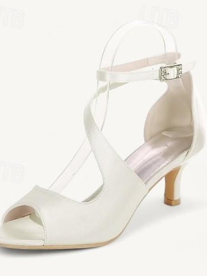 Shoes Kitten Women's Open Bridal Buckle Heel Wedding