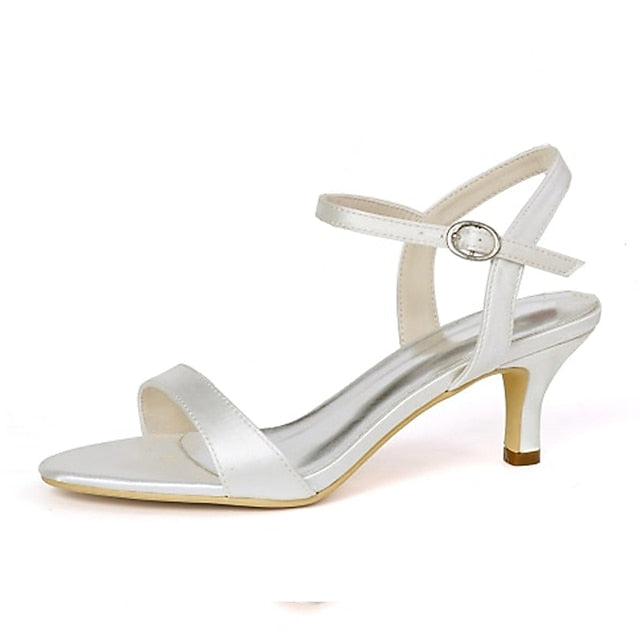 Gold Wedding Adjustable Women's Satin Ankle Heels with