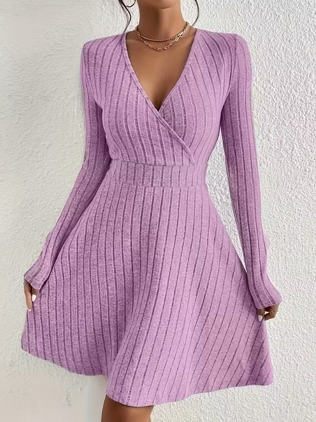 Women's Knee Length Dress Sweater Dress A Line Dress