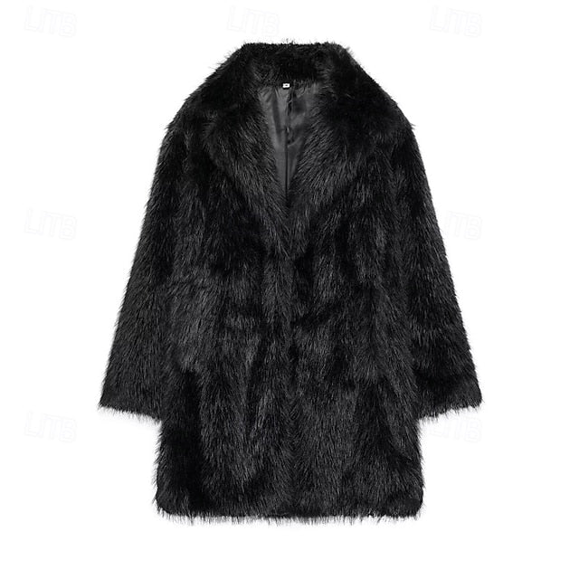 Women's Pocket Warm Fur Faux Furs Coat Comfortable