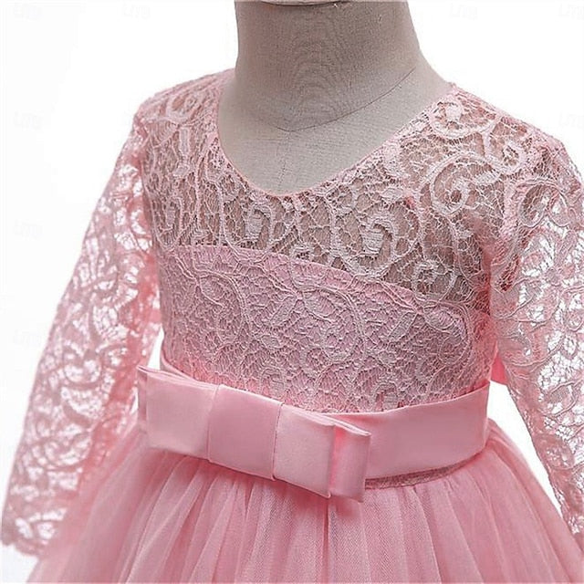 Wedding Girls' Dress Colored Girl Kids Solid Flower