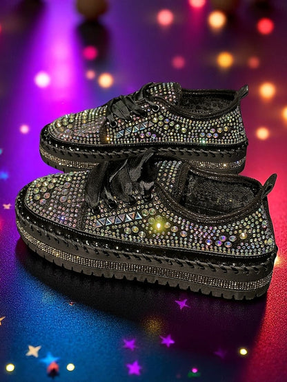 Sneakers Rhinestone Silver Women's Accents with Sparkling