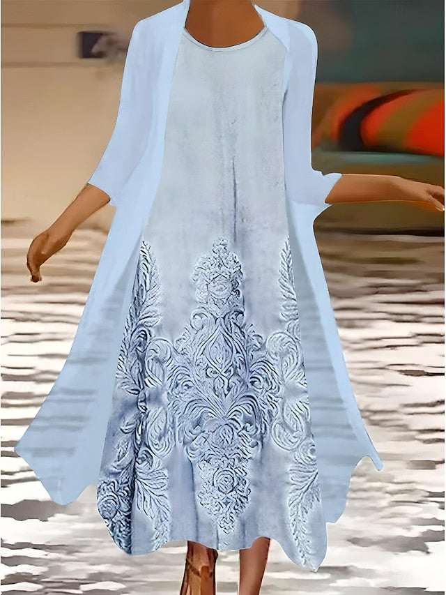 Women's Dress Set Summer Dress Vacation Casual Ombre Floral