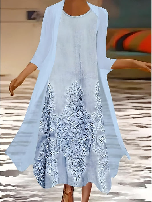 Women's Dress Set Summer Dress Vacation Casual Ombre Floral