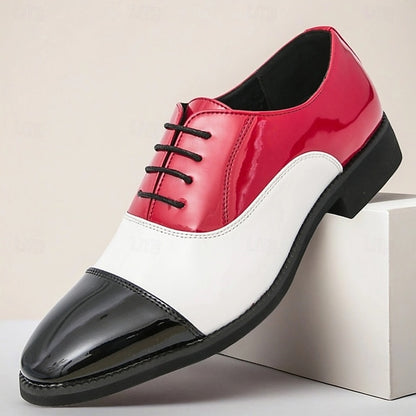 Patent – Red Oxford Men's and White Shoes Leather