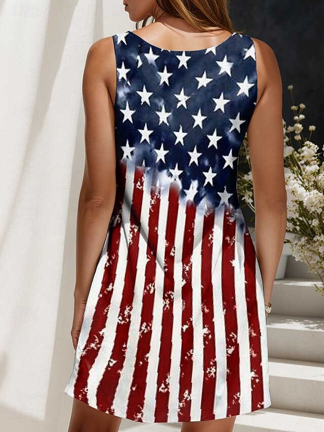 Women's Patriotic  Dress Mini Dress Sundress A Line Dress