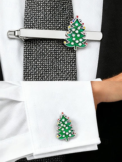 Clip Set Tie - Cufflinks Festive Men's and Tree Christmas