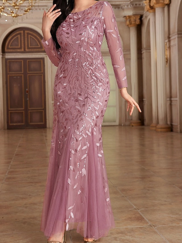 Crew Elegant Neck the Floor of Party Mother Dress Bride