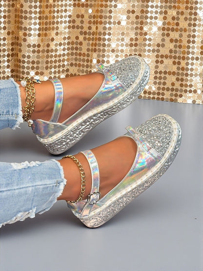 Shoes Women's Holographic Platform Jane Glitter Mary