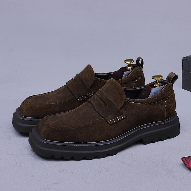 -Classic Leather Suede Cowhide Loafers Men's Business