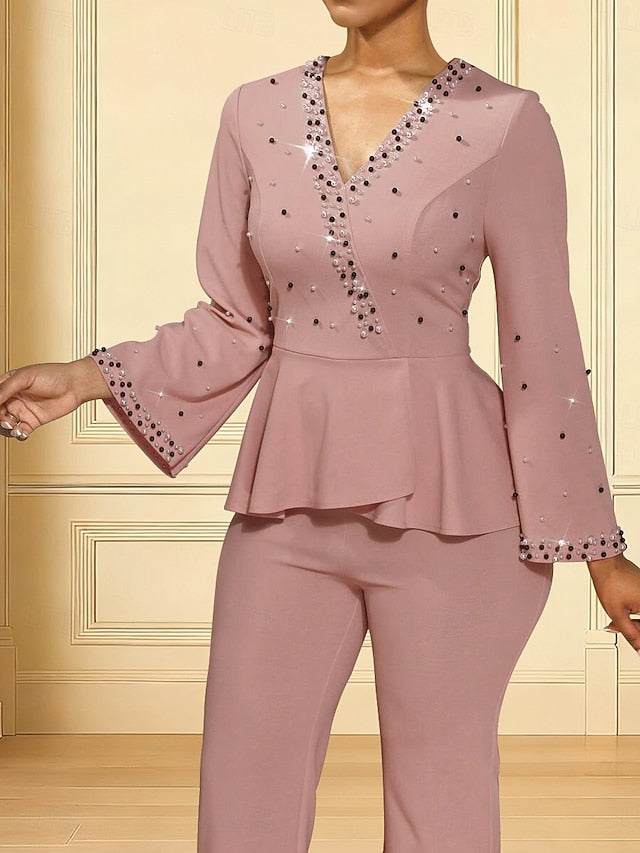 Elegant Dress Jumpsuits Length Bride V of the Mother Ankle Neck