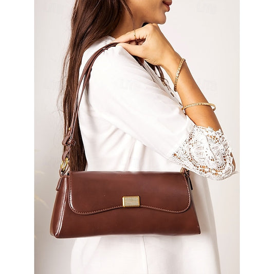 Daily Shopping Office Leather Tote Women's Baguette Bag PU