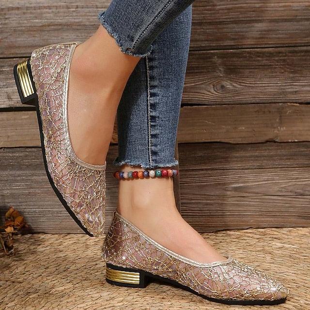 Mesh Silver – Elegant Ballet Flats Women's Sequin