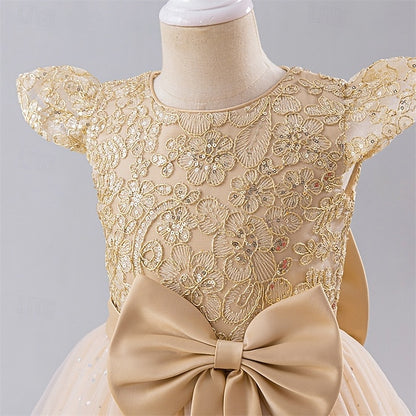 Girl Kids Color Party Dress Flower Block Girls'