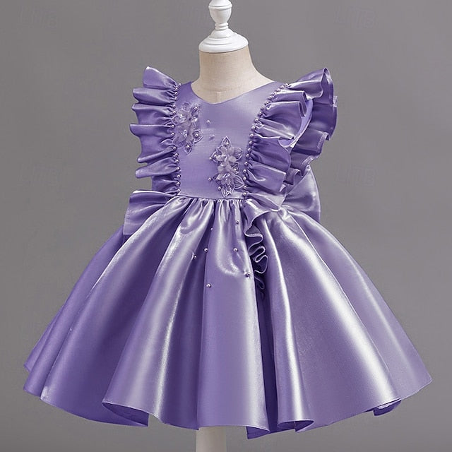 Girls' Wedding Dress Party Floral Toddler Sleeveless