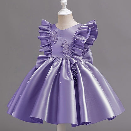 Girls' Wedding Dress Party Floral Toddler Sleeveless