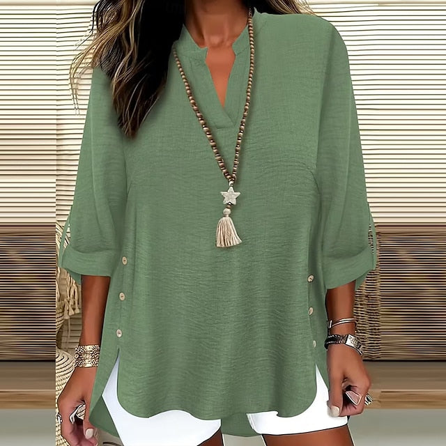 Women's Boho Shirt Tunic Solid Color Elegant Daily Stylish