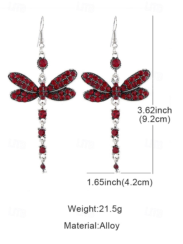 – Colorful Earrings Dragonfly Vintage Crystal Style