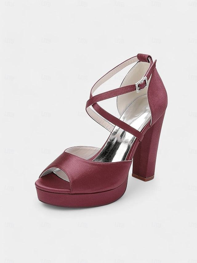 Heel and Women's Peep Platform Sandals High Toe Satin with