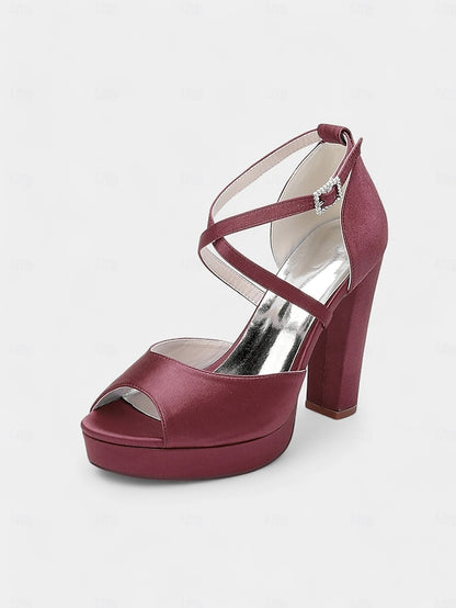Heel and Women's Peep Platform Sandals High Toe Satin with