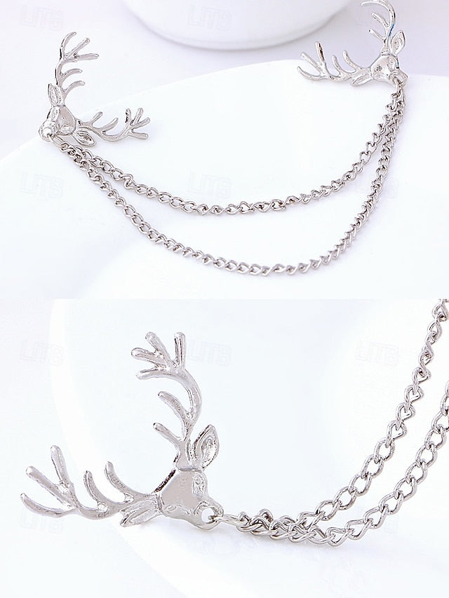 Christmas Reindeer Men's Collar Pins Elegant – Alloy