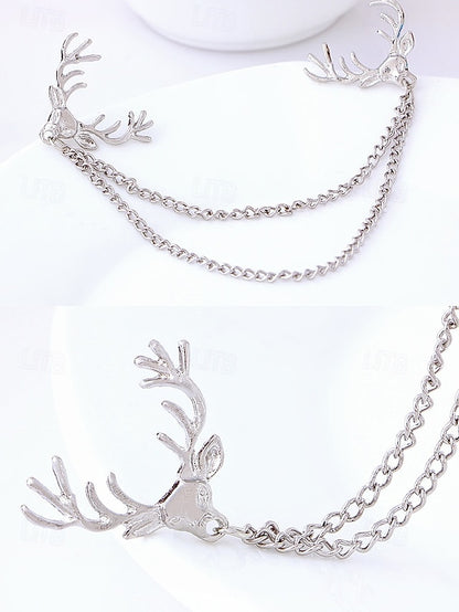 Christmas Reindeer Men's Collar Pins Elegant – Alloy