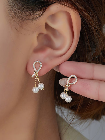 teardrop Women's rhinestone with earrings pearl imitation