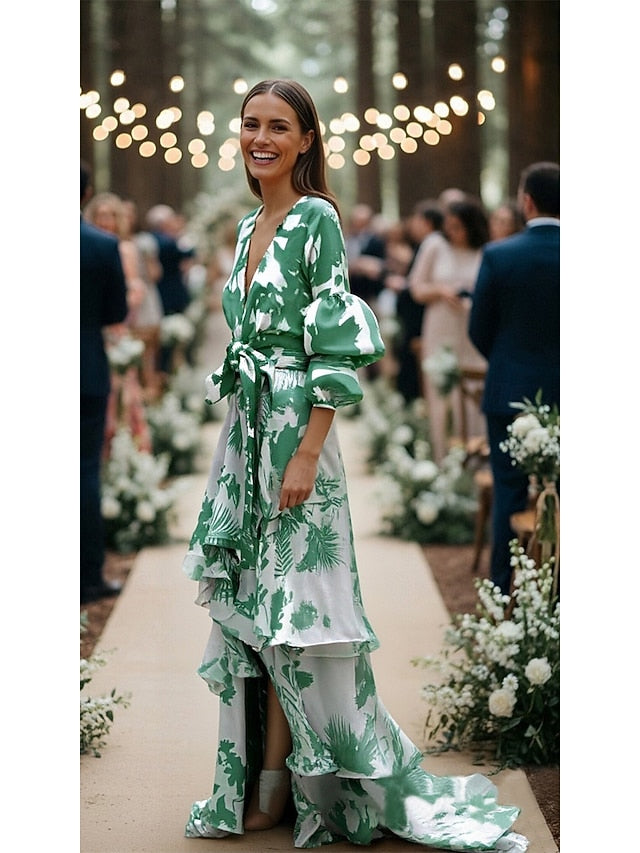 A-Line Floor Length Wedding Guest Dress Formal Dresses Evening