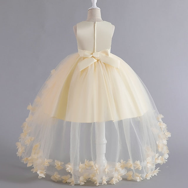 Party Dress Sleeveless Girls' Color Toddler Solid