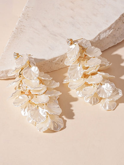 Elegant Layered - Women's Earrings Floral Satin Petal Drop