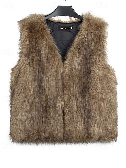 Fur Comfortable Coat Faux Furs Women's Leathers Vest