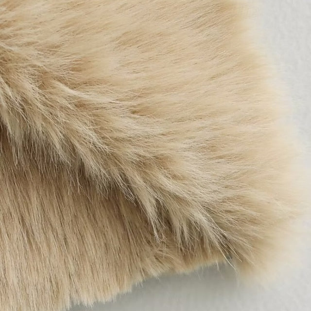 Warm Faux Fur Buttons Women's Comfortable Coat Pocket