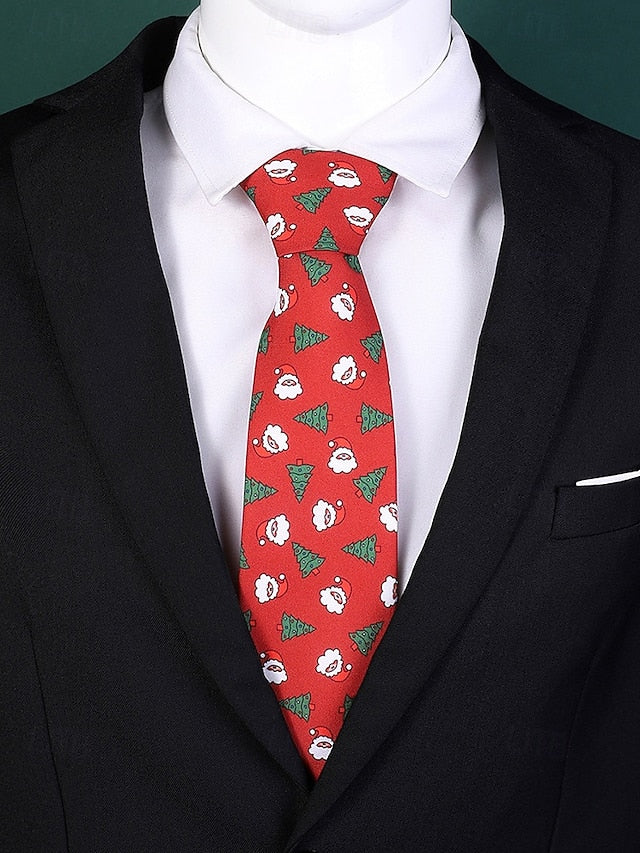Fun Men's Polyester Tie and Tree Santa Christmas – Silk