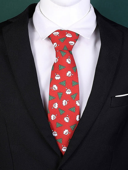 Fun Men's Polyester Tie and Tree Santa Christmas – Silk