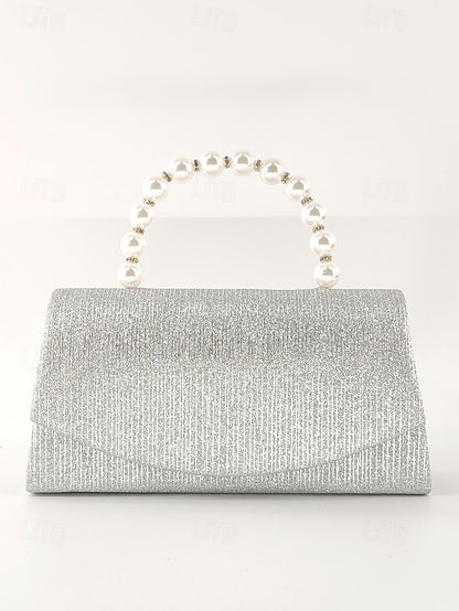 with Bag Clutch – Women's Pearl Glitter Handle Purple