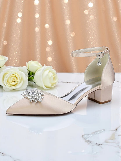 Burgundy Wedding Satin Women's with Shoes Block Heel