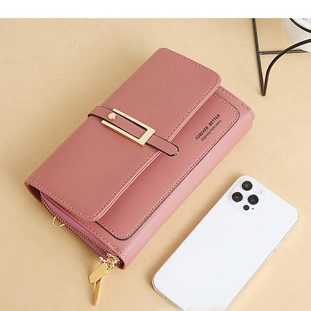 Sac à bandoulière en PU pour téléphone portable, portefeuille en cuir pour femme