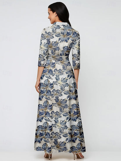 Brocade A-Line Elegant Formal Evening Gown Dress Jacquard