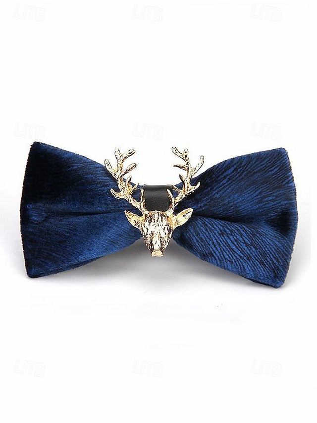 Gold Tie Pin Head Velvet with Men's Bow Deer