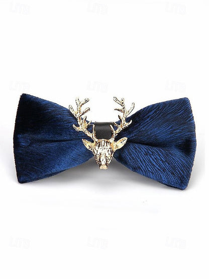 Gold Tie Pin Head Velvet with Men's Bow Deer