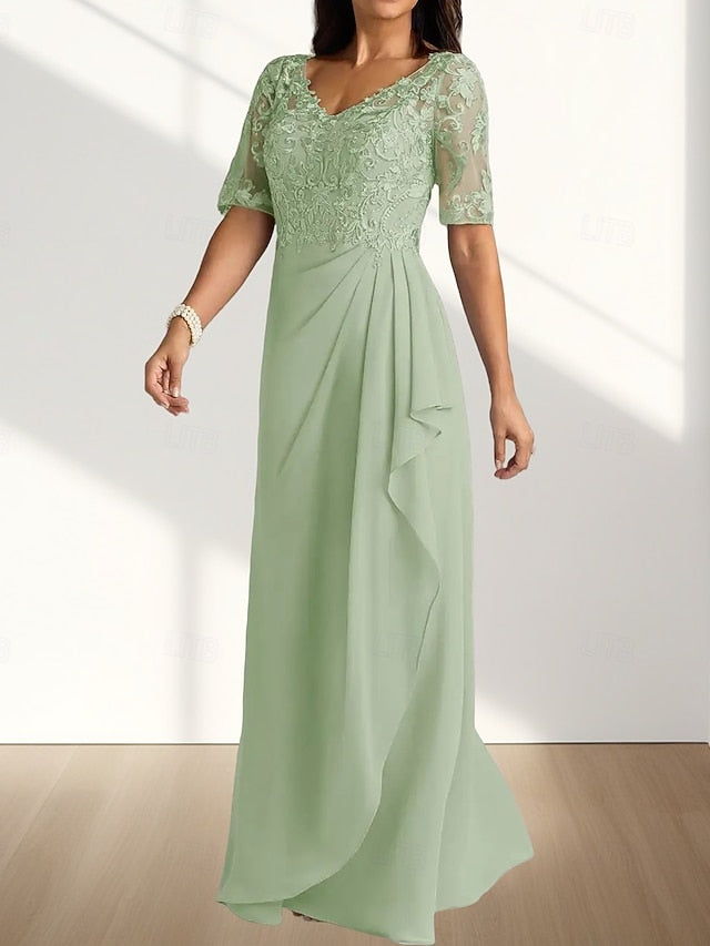 Mother Dress Guest Elegant the V Wedding Neck of Bride A-Line